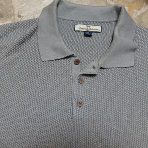 tommy bahama silk green gray elegant knit shirt